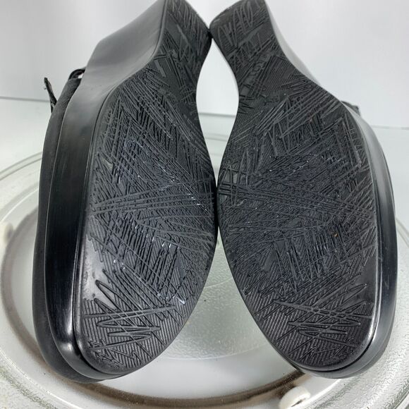 Womens Wedge Heels Naot Shoes Mule Boho Clogs Black Sz 8 Leather Slip On Buckle - Picture 12 of 13